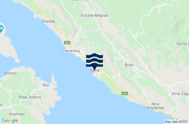 Mappa delle maree di Selce, Croatia