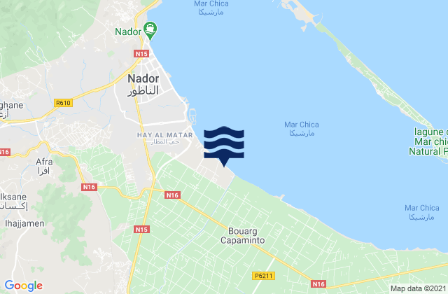 Mappa delle maree di Selouane, Morocco