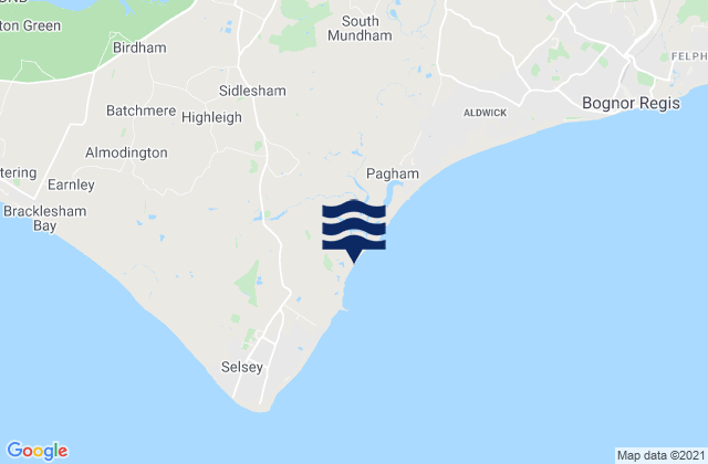 Mappa delle maree di Selsey (Pagham Harbour) Beach, United Kingdom