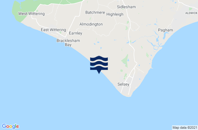 Mappa delle maree di Selsey West Beach Beach, United Kingdom