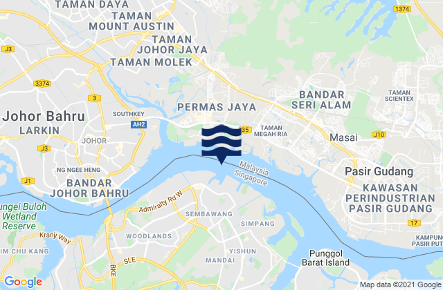 Mappa delle maree di Sembawang, Singapore