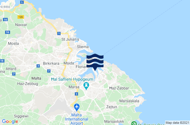 Mappa delle maree di Senglea, Malta
