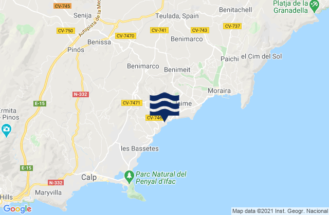 Mappa delle maree di Senija, Spain