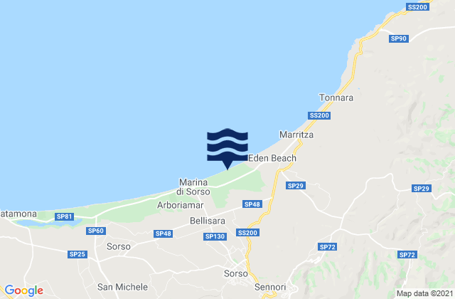 Mappa delle maree di Sennori, Italy