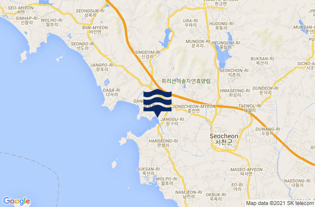 Mappa delle maree di Seocheon-gun, South Korea