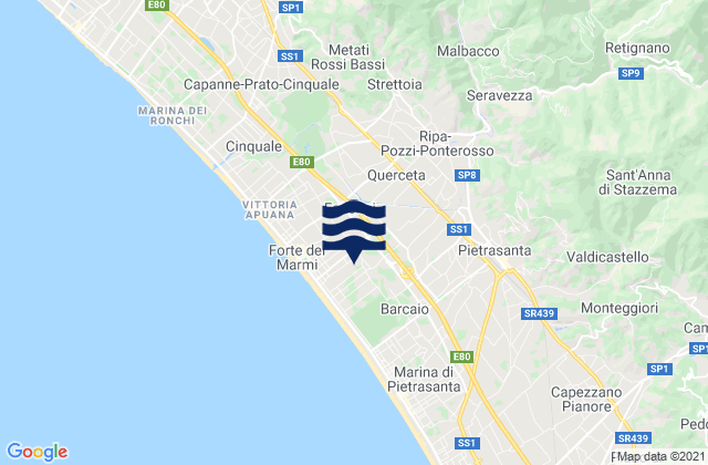 Mappa delle maree di Seravezza, Italy