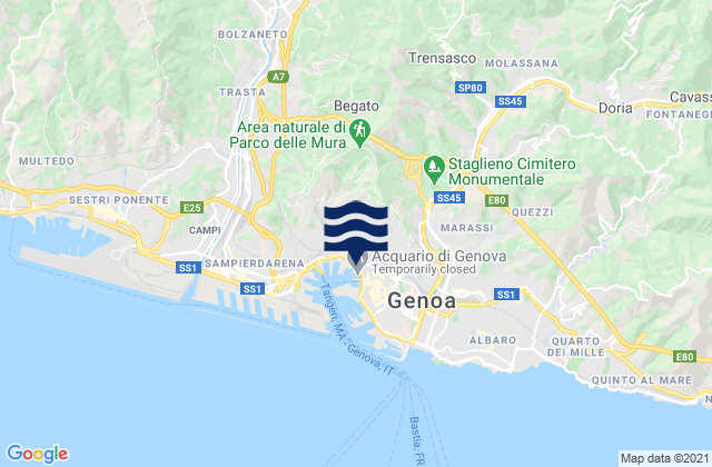 Mappa delle maree di Serra Riccò, Italy