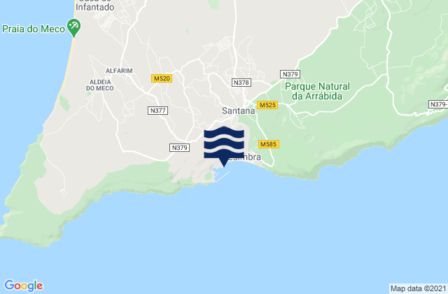 Mappa delle maree di Sesimbra, Portugal