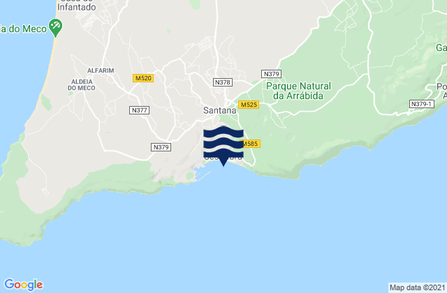 Mappa delle maree di Sesimbra, Portugal