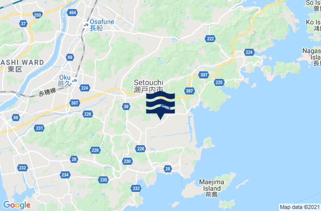 Mappa delle maree di Setouchi Shi, Japan