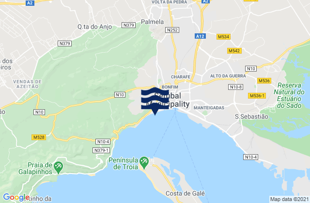 Mappa delle maree di Setubal Setubal Harbor, Portugal