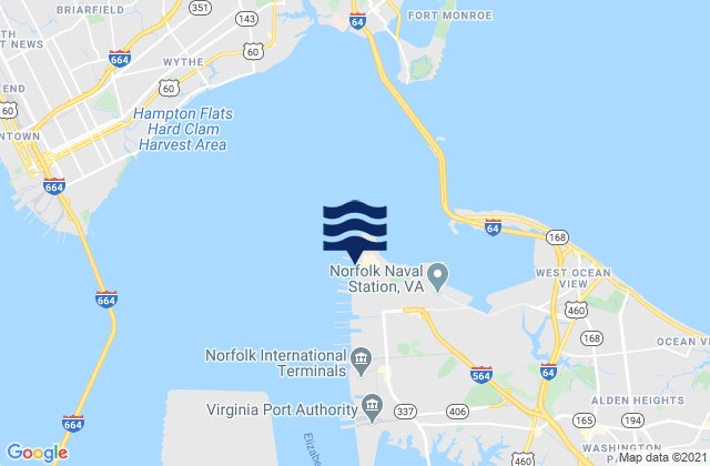 Mappa delle maree di Sewells Point, United States