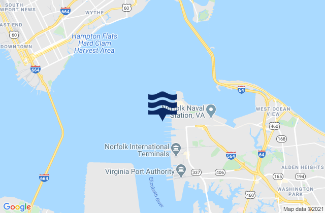 Mappa delle maree di Sewells Point pierhead, United States