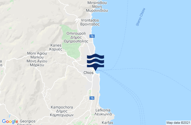 Mappa delle maree di Sfikounta Beach (Chios), Greece