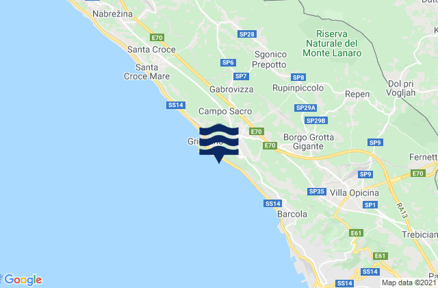 Mappa delle maree di Sgonico, Italy