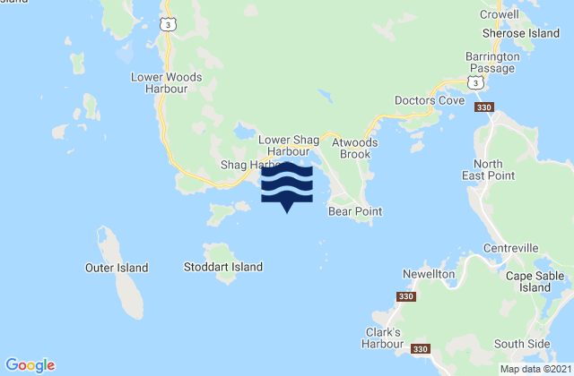 Mappa delle maree di Shag Harbour, Canada