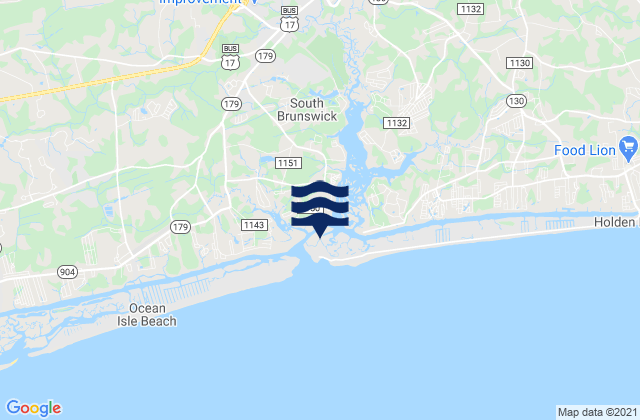 Mappa delle maree di Shallotte Inlet (bowen Point), United States