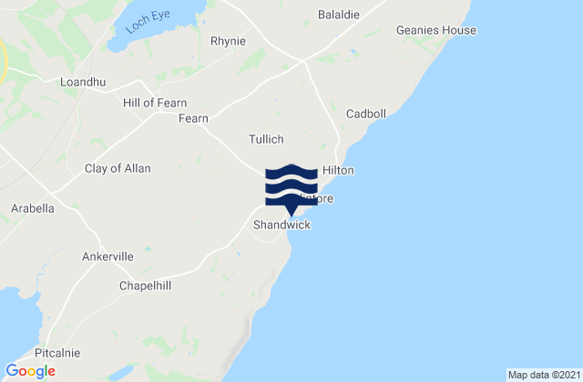 Mappa delle maree di Shandwick Bay Beach, United Kingdom