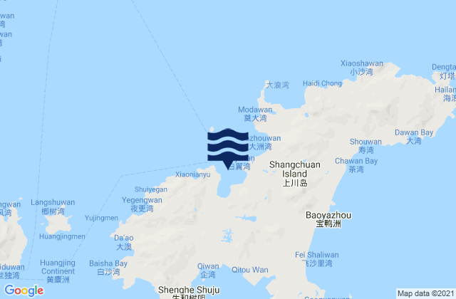 Mappa delle maree di Shangchuan, China