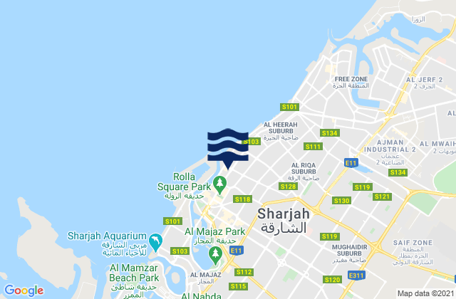 Mappa delle maree di Sharjah (Ash Shariqah), Iran