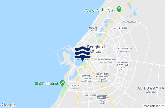 Mappa delle maree di Sha‘bīyat Banghāzī, Libya
