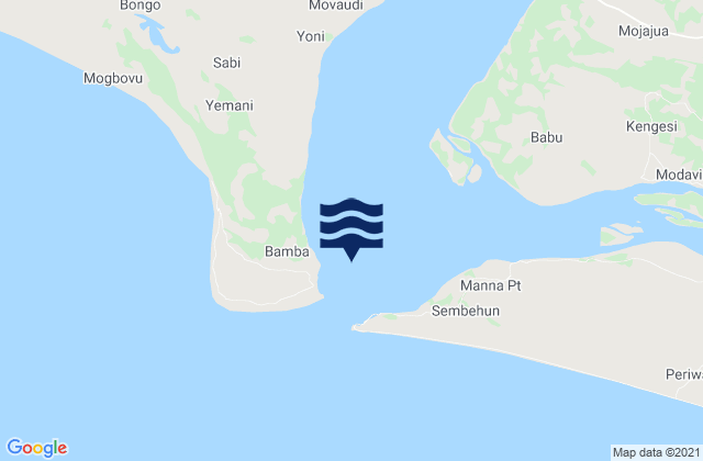 Mappa delle maree di Shebar Entrance, Sierra Leone