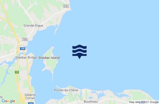 Mappa delle maree di Shediac Bay, Canada