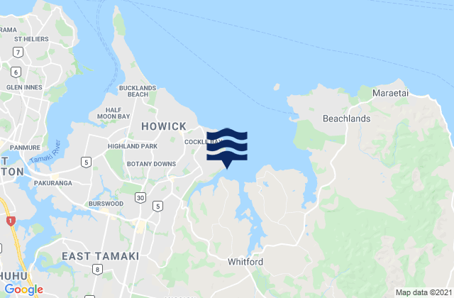 Mappa delle maree di Shelly Park Beach, New Zealand