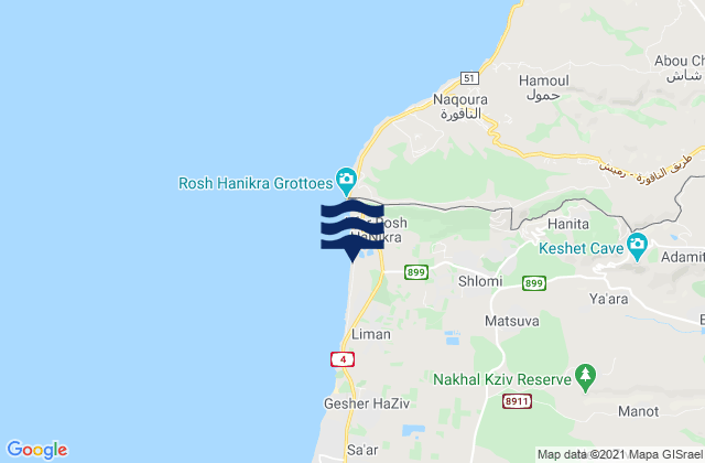 Mappa delle maree di Shelomi, Israel