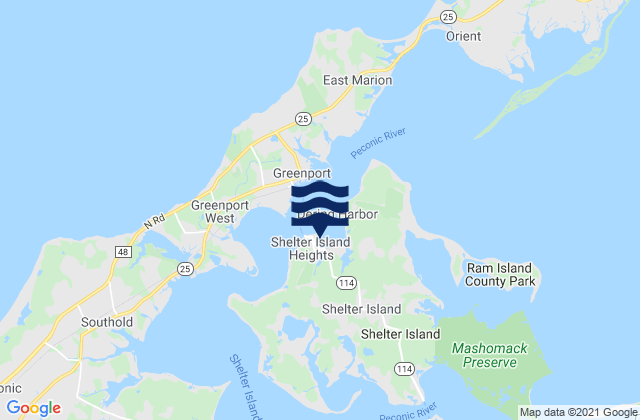 Mappa delle maree di Shelter Island Heights, United States