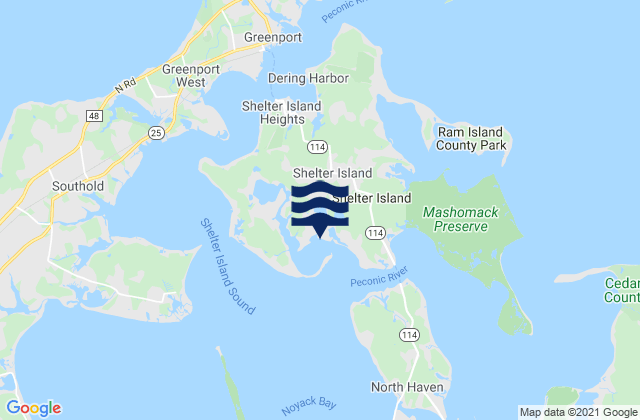 Mappa delle maree di Shelter Island, United States