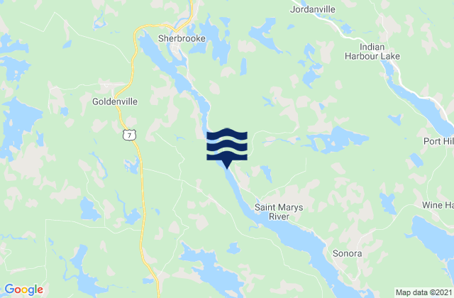 Mappa delle maree di Sherbrooke, Canada