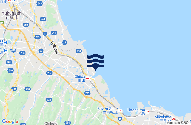 Mappa delle maree di Shiida, Japan