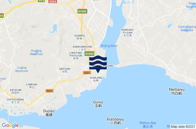 Mappa delle maree di Shijing, China