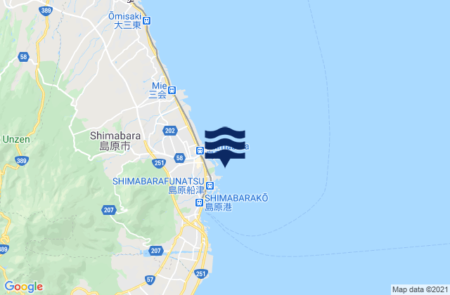 Mappa delle maree di Shimabara Shimabara Kaiwan, Japan