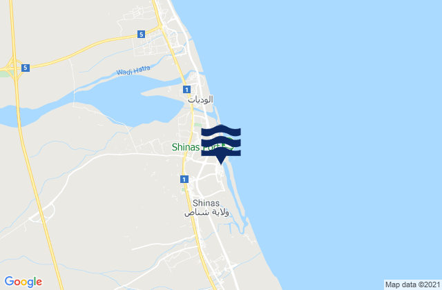 Mappa delle maree di Shināş, Oman