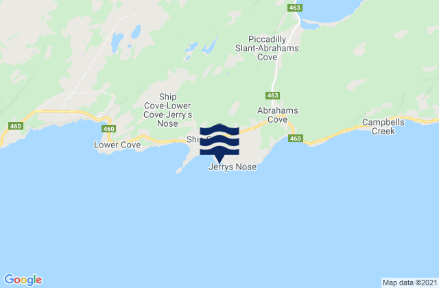 Mappa delle maree di Ship Cove, Canada