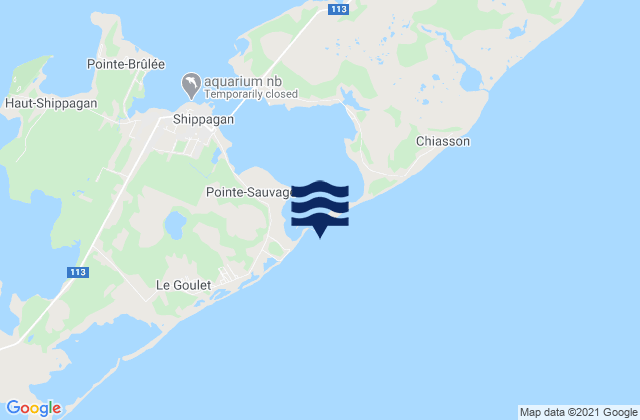Mappa delle maree di Shippegan Gully, Canada