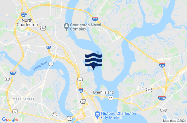 Mappa delle maree di Shipyard Creek entrance, United States