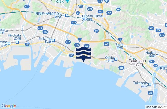 Mappa delle maree di Shirahamachō-usazakiminami, Japan
