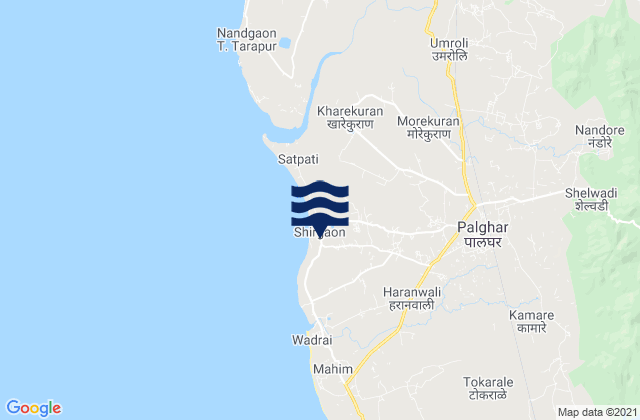 Mappa delle maree di Shirgaon, India