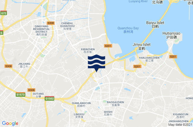 Mappa delle maree di Shishi, China