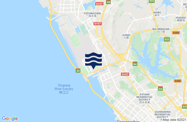 Mappa delle maree di Shiyan, China