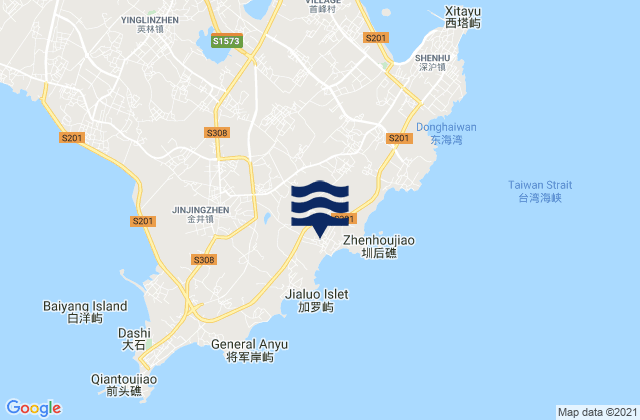 Mappa delle maree di Shizhencun, China