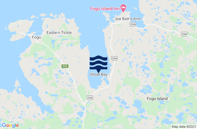 Mappa delle maree di Shoal Bay, Canada