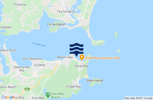 Mappa delle maree di Shoal Bay, Australia
