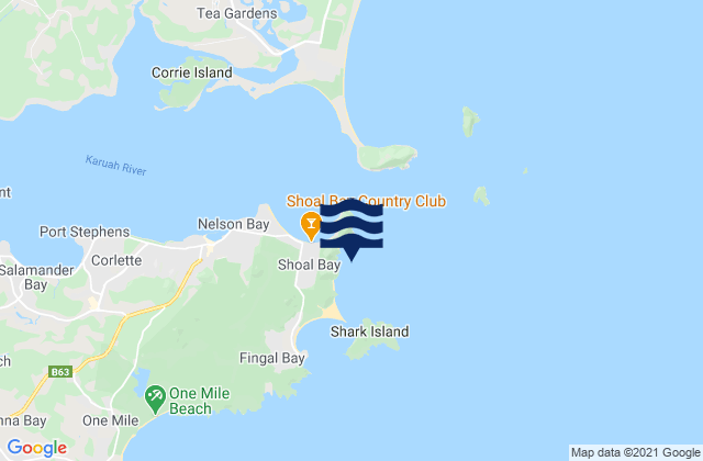 Mappa delle maree di Shoal Bay, Australia