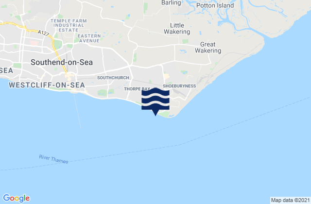 Mappa delle maree di Shoebury Common Beach, United Kingdom