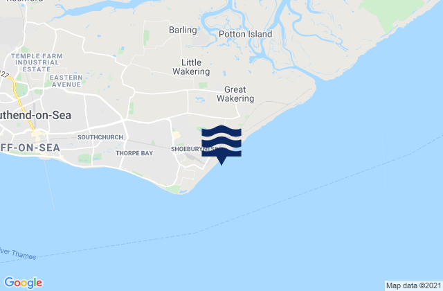 Mappa delle maree di Shoebury East Beach, United Kingdom