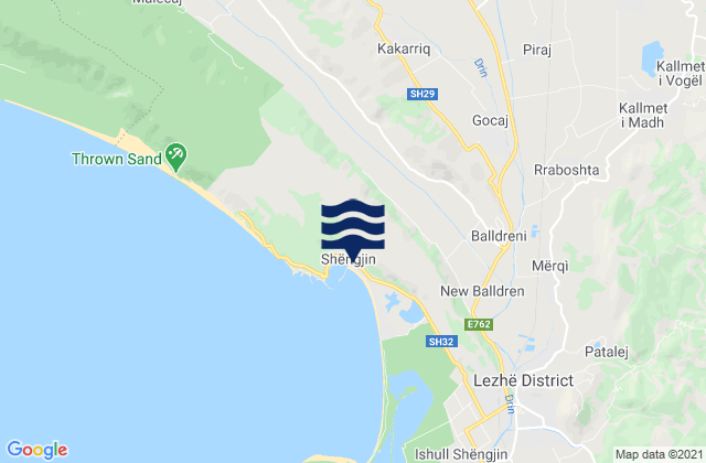 Mappa delle maree di Shëngjin, Albania